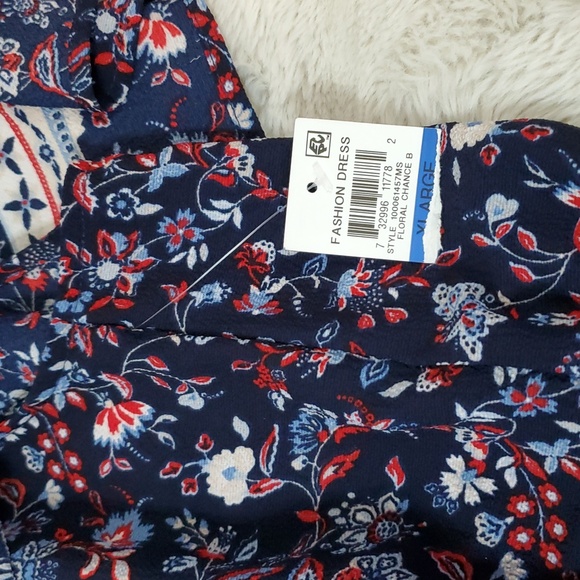 Style & Co. Womens Off-The-Shoulder Printed Dress Navy Floral XL NWT - Picture 4 of 9